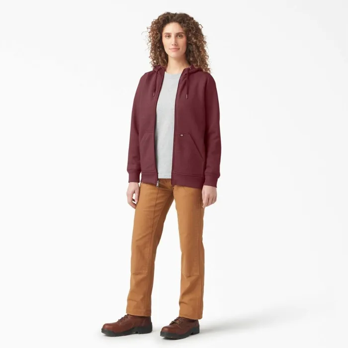 Dickies Hoodies and Sweatshirts Women039s Heavyweight FullZip Fleece Hoodie Burgundy Heather Burgundy Heather byh 8211 Women