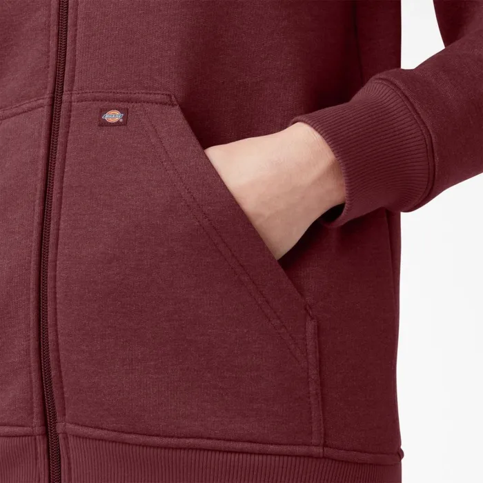 Dickies Hoodies and Sweatshirts Women039s Heavyweight FullZip Fleece Hoodie Burgundy Heather Burgundy Heather byh 8211 Women