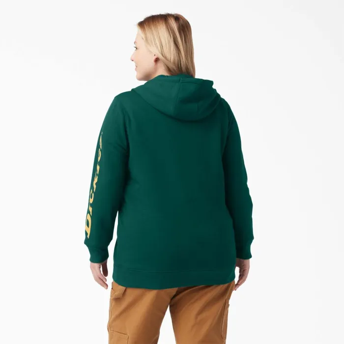 Dickies Hoodies and Sweatshirts Women039s Plus Water Repellent Sleeve Logo Hoodie Forest Green Forest Green ft 8211 Women