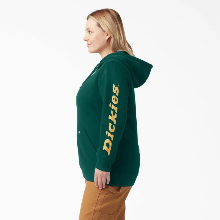 Dickies Hoodies and Sweatshirts Women039s Plus Water Repellent Sleeve Logo Hoodie Forest Green Forest Green ft 8211 Women