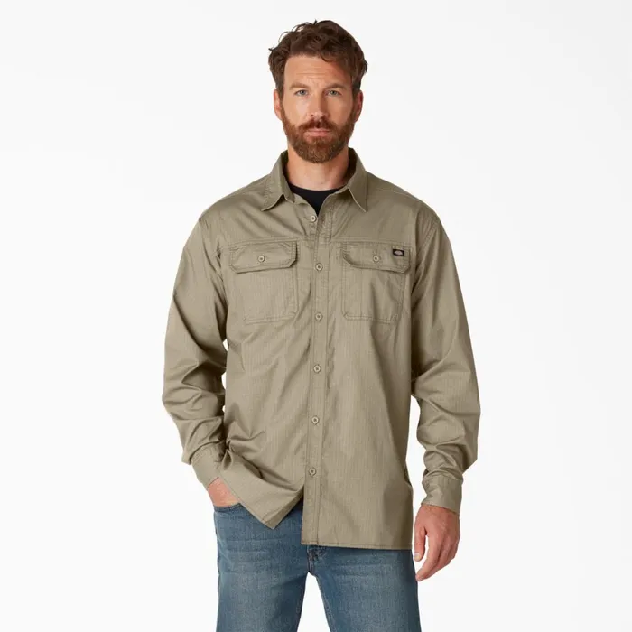 Dickies Long Sleeve Work Shirts FLEX Ripstop Long Sleeve Shirt Rinsed Desert Sand Rinsed Desert Sand rds 8211 Men Dickies Long Sleeve Work Shirts FLEX Ripstop Long Sleeve Shirt Rinsed Desert Sand Rinsed Desert Sand rds 8211 Men