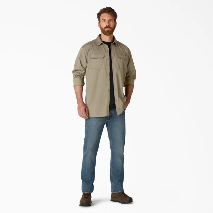 Dickies Long Sleeve Work Shirts FLEX Ripstop Long Sleeve Shirt Rinsed Desert Sand Rinsed Desert Sand rds 8211 Men Dickies Long Sleeve Work Shirts FLEX Ripstop Long Sleeve Shirt Rinsed Desert Sand Rinsed Desert Sand rds 8211 Men