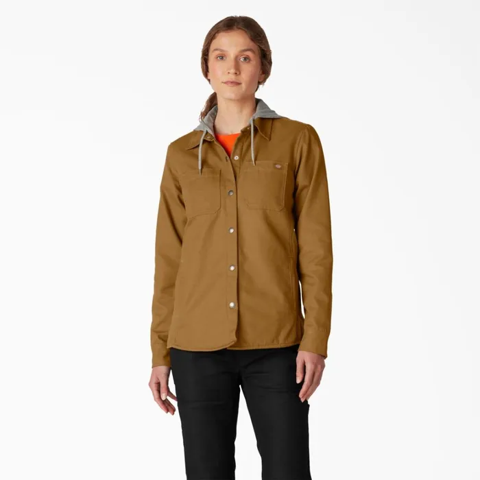 Dickies Shirt Jackets Womens Duck Hooded Shirt Jacket Brown Duck Brown Duck bd 8211 Women Dickies Shirt Jackets Womens Duck Hooded Shirt Jacket Brown Duck Brown Duck bd 8211 Women