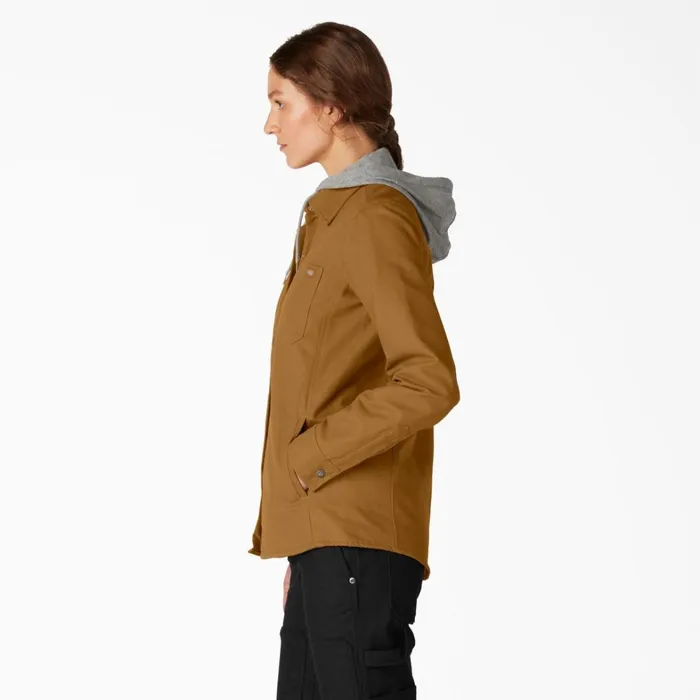 Dickies Shirt Jackets Womens Duck Hooded Shirt Jacket Brown Duck Brown Duck bd 8211 Women Dickies Shirt Jackets Womens Duck Hooded Shirt Jacket Brown Duck Brown Duck bd 8211 Women