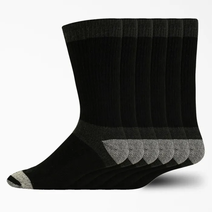 Dickies Socks Max Cushion Crew Socks Size 612 6Pack Black Black bk 8211 Men