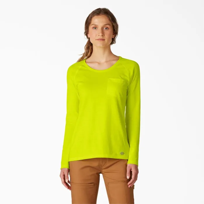 Dickies TShirts Women039s Cooling Long Sleeve Pocket TShirt Bright Yellow Bright Yellow bwd 8211 Women Dickies TShirts Women039s Cooling Long Sleeve Pocket TShirt Bright Yellow Bright Yellow bwd 8211 Women