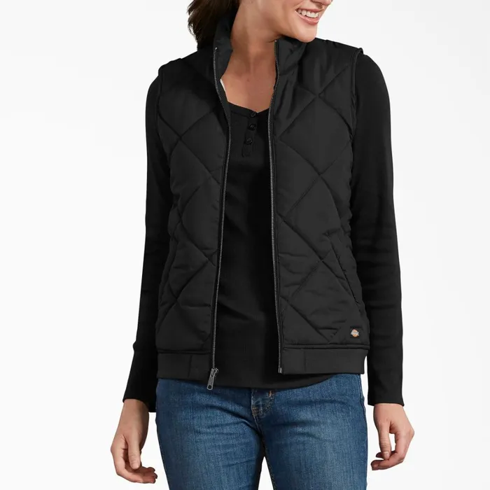 Dickies Vests Women039s Quilted Vest Black Black bk 8211 Women