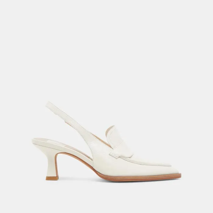 Dolce Vita Adele Heels White Crinkle Patent Leather Women Heels