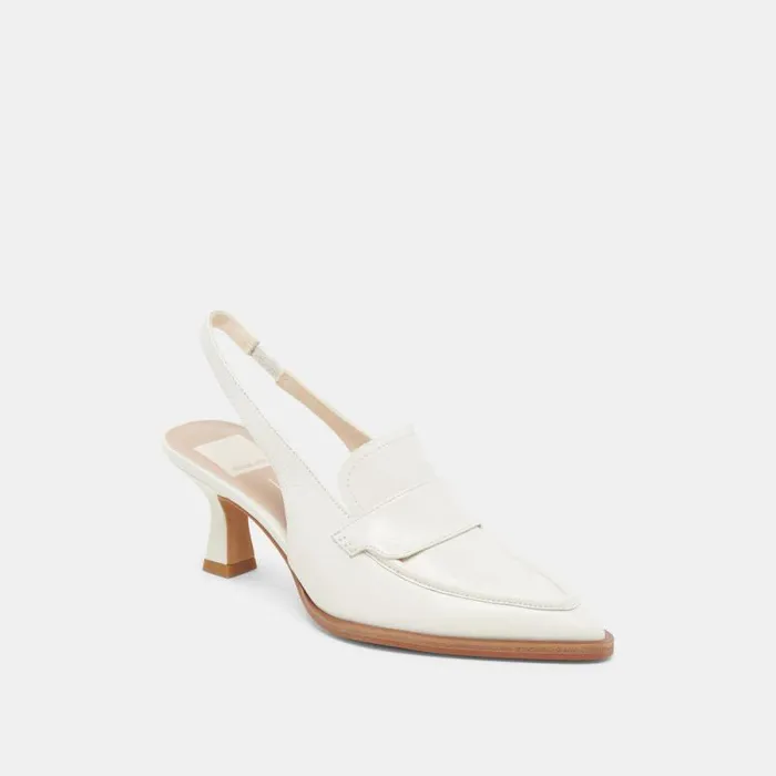 Dolce Vita Adele Heels White Crinkle Patent Leather Women Heels