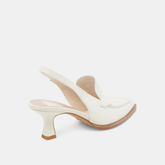 Dolce Vita Adele Heels White Crinkle Patent Leather Women Heels