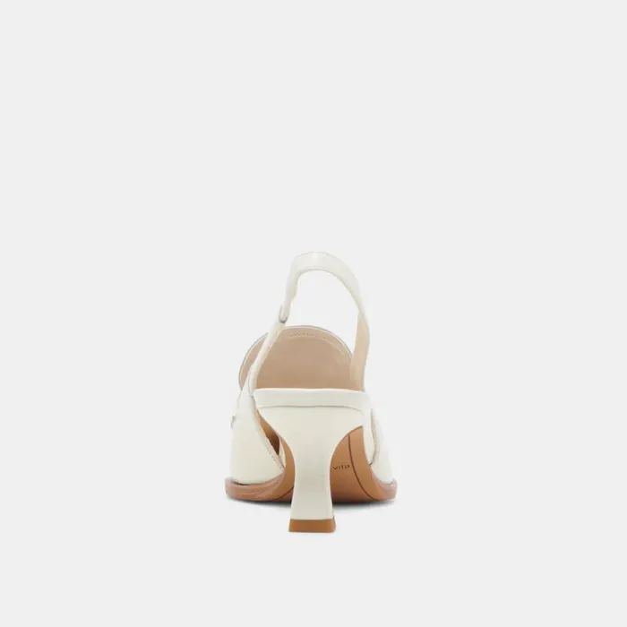 Dolce Vita Adele Heels White Crinkle Patent Leather Women Heels