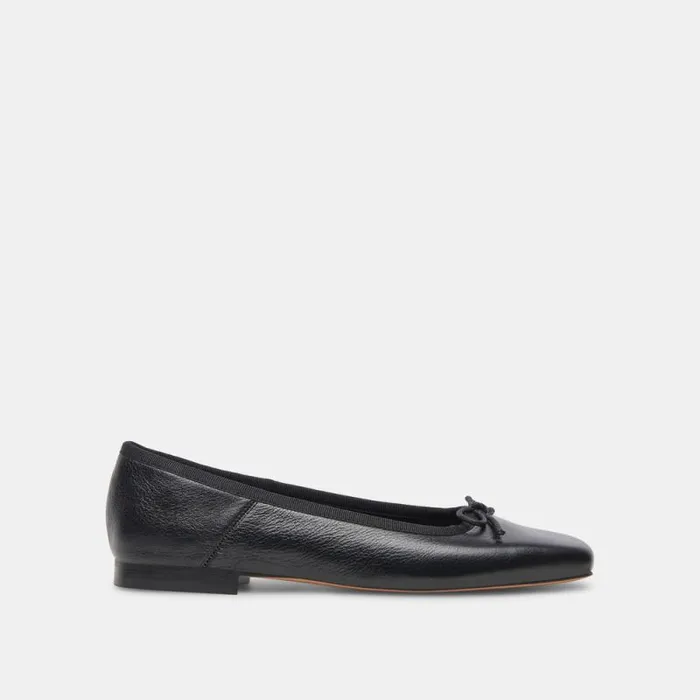 Dolce Vita Anisa Wide Ballet Flats Black Leather Women Flats and Loafers