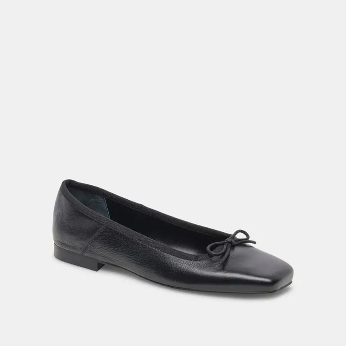 Dolce Vita Anisa Wide Ballet Flats Black Leather Women Flats and Loafers