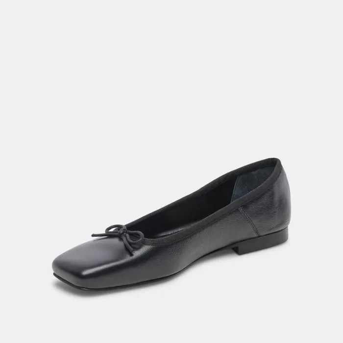 Dolce Vita Anisa Wide Ballet Flats Black Leather Women Flats and Loafers