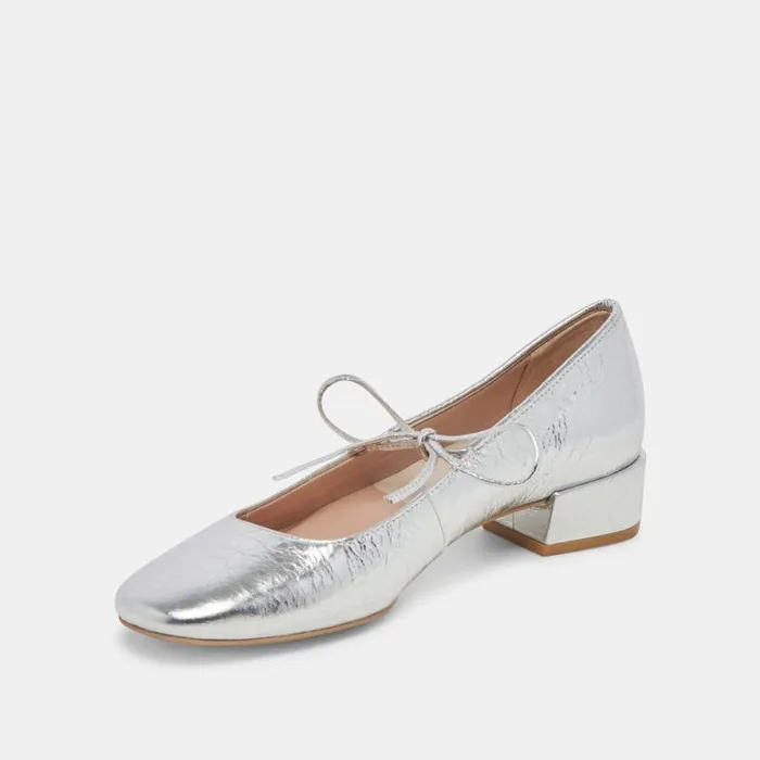 Dolce Vita Ardien Heels Silver Crinkle Patent Women Heels