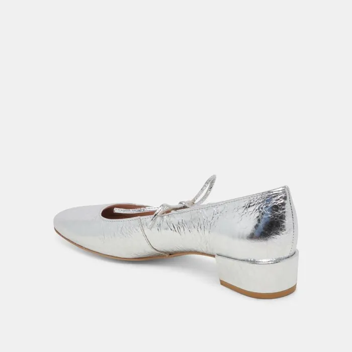 Dolce Vita Ardien Heels Silver Crinkle Patent Women Heels