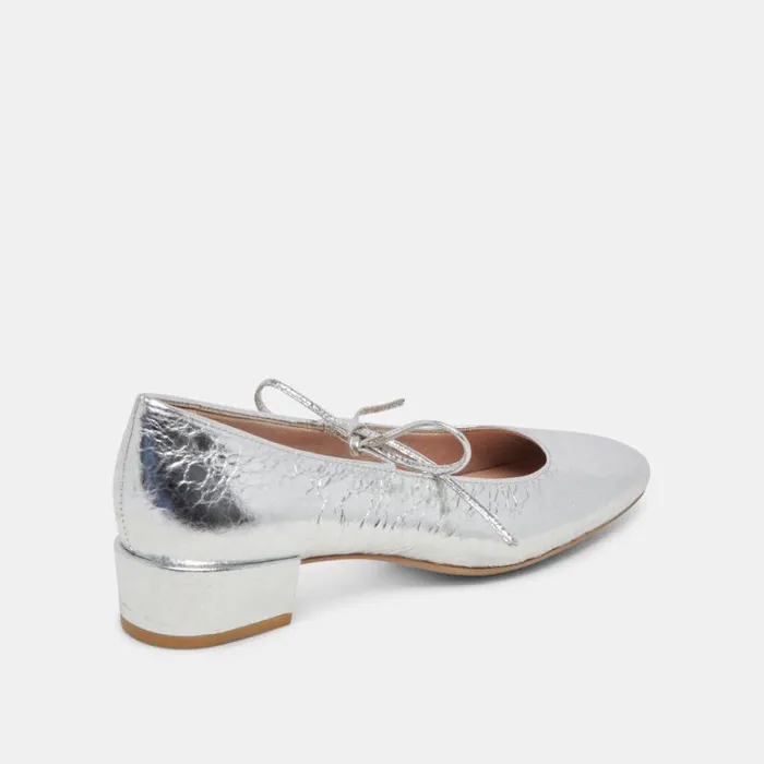 Dolce Vita Ardien Heels Silver Crinkle Patent Women Heels