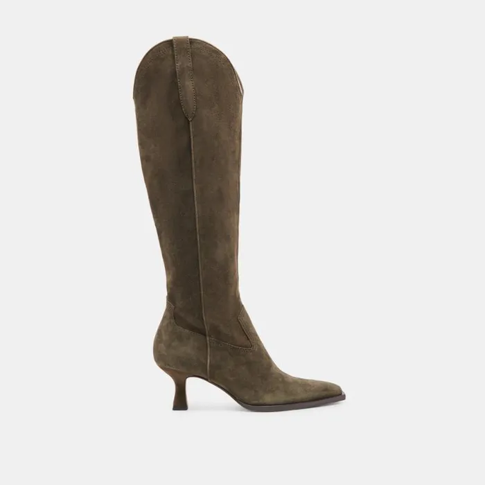Dolce Vita Ariana Wide Calf Boots Army Suede Women Boots and Booties