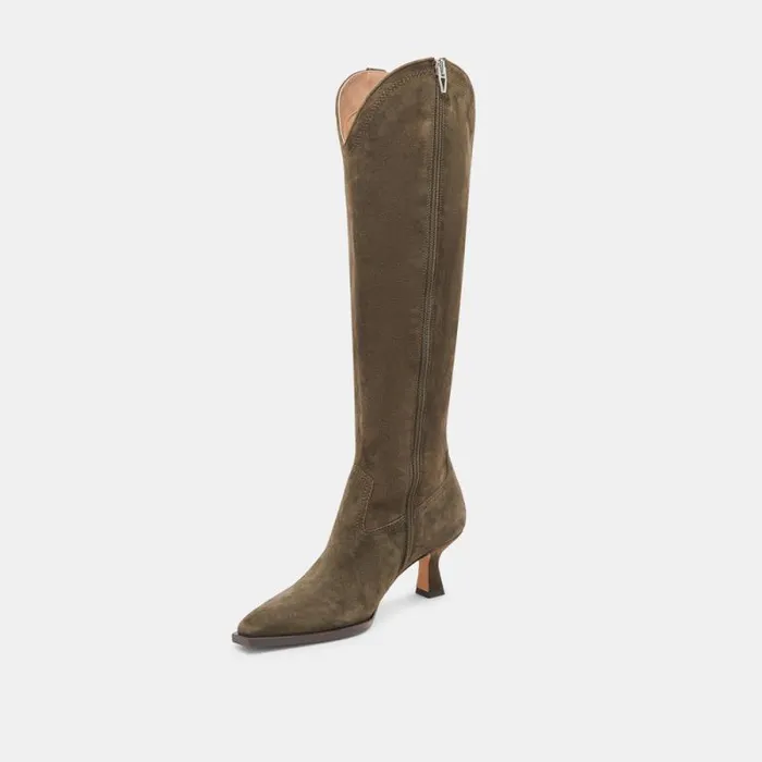 Dolce Vita Ariana Wide Calf Boots Army Suede Women Boots and Booties
