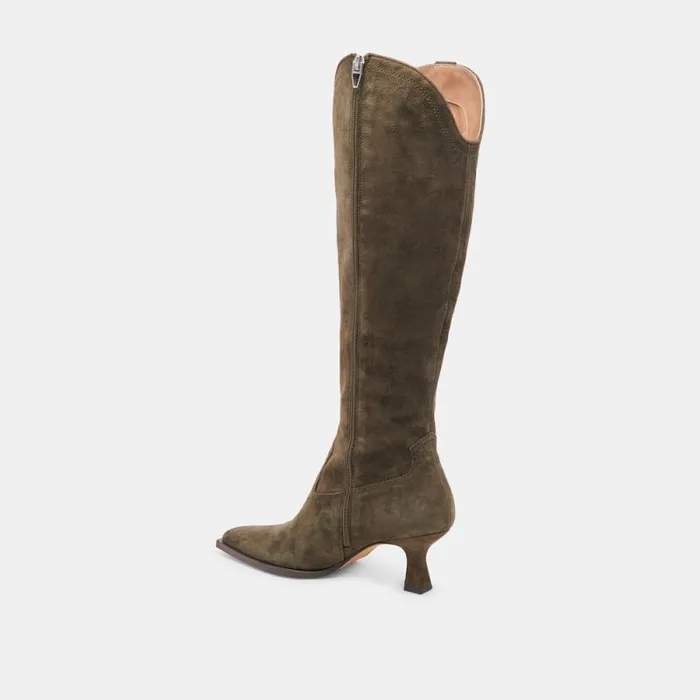 Dolce Vita Ariana Wide Calf Boots Army Suede Women Boots and Booties