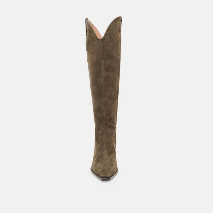 Dolce Vita Ariana Wide Calf Boots Army Suede Women Boots and Booties