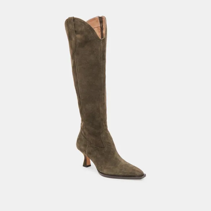 Dolce Vita Ariana Wide Calf Boots Army Suede Women Boots and Booties