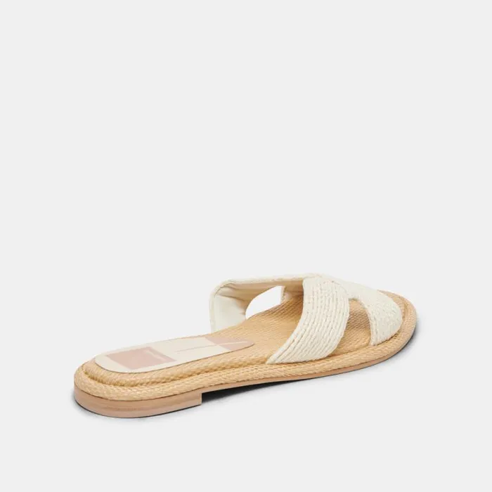 Dolce Vita Atomic Wide Sandals White Raffia Women Sandals