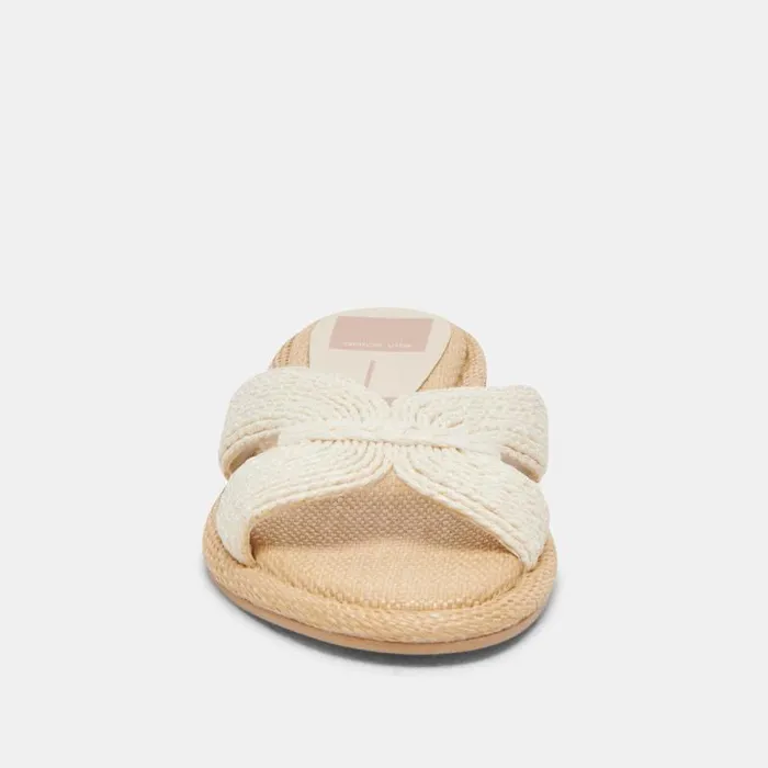 Dolce Vita Atomic Wide Sandals White Raffia Women Sandals