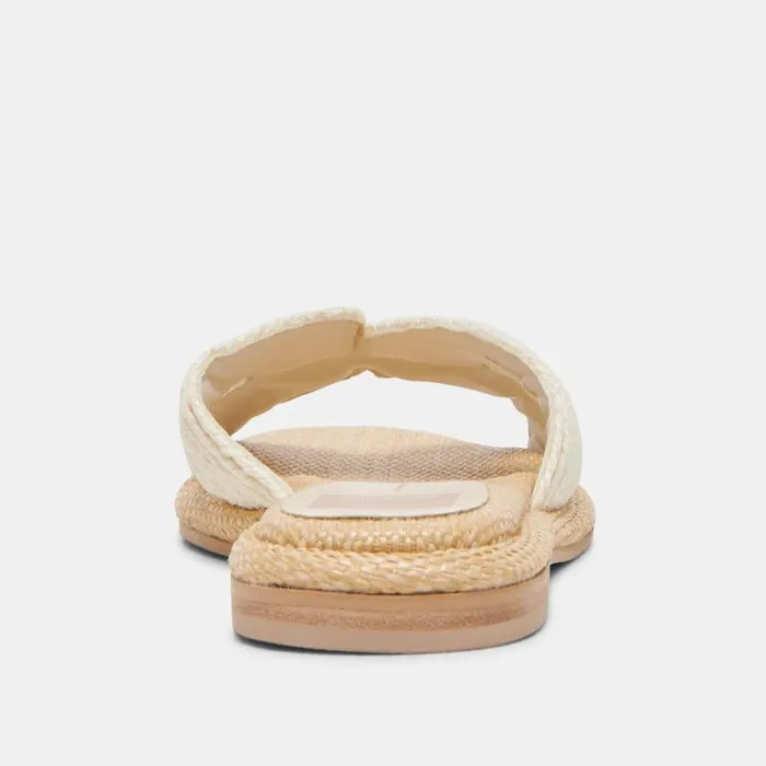 Dolce Vita Atomic Wide Sandals White Raffia Women Sandals