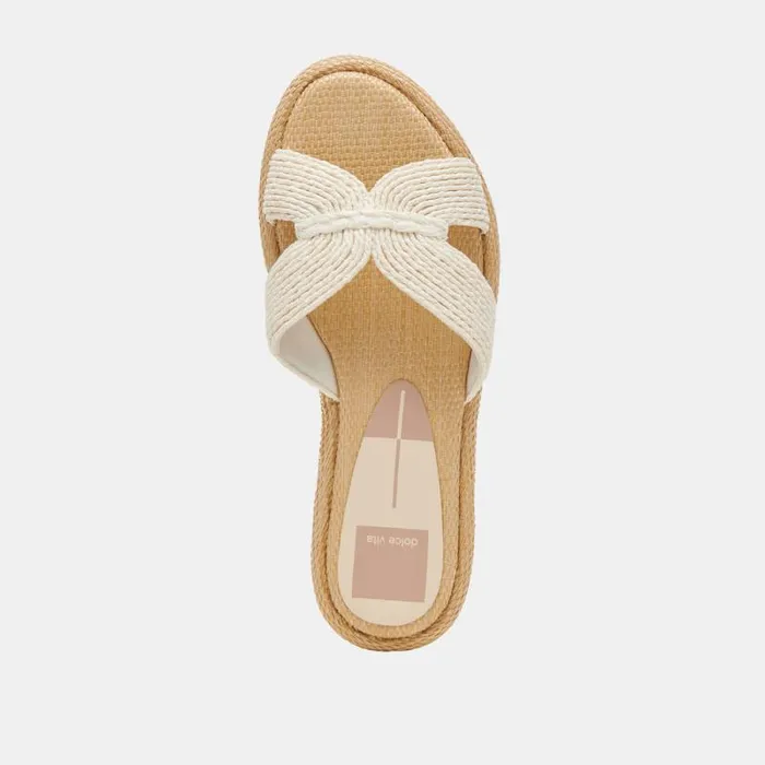 Dolce Vita Atomic Wide Sandals White Raffia Women Sandals