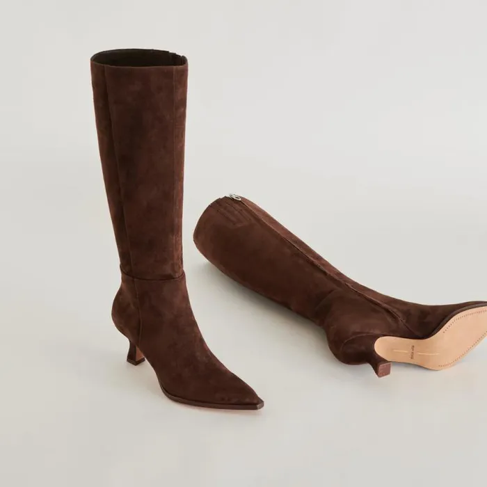 Dolce Vita Auggie Boots Dk Brown Suede Women Boots and Booties