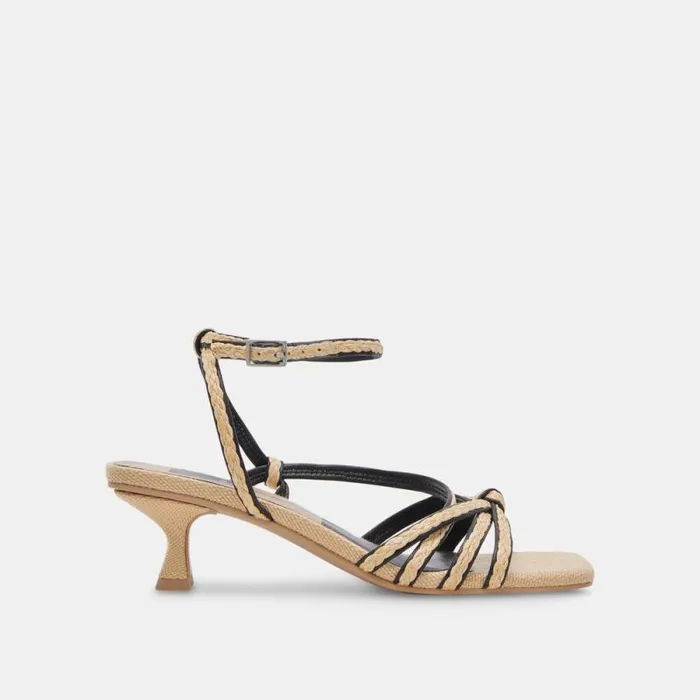Dolce Vita Bev Braid Heels Black Natural Jute Women Heels