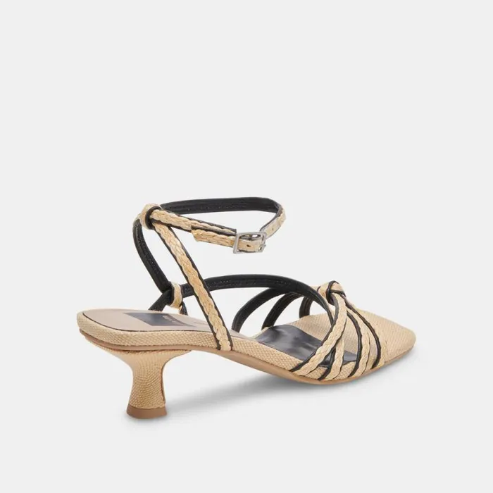 Dolce Vita Bev Braid Heels Black Natural Jute Women Heels