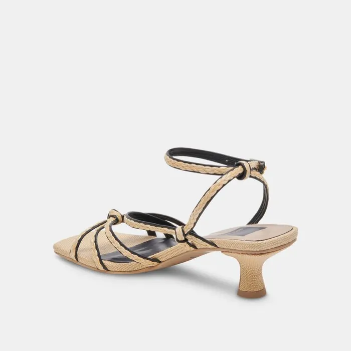 Dolce Vita Bev Braid Heels Black Natural Jute Women Heels