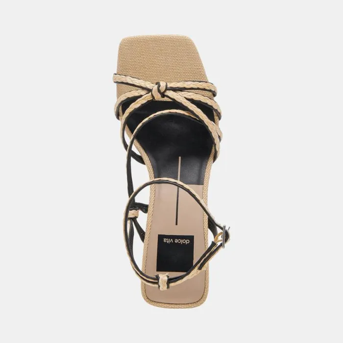 Dolce Vita Bev Braid Heels Black Natural Jute Women Heels