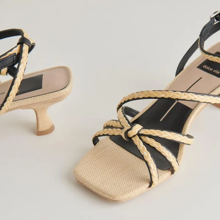 Dolce Vita Bev Braid Heels Black Natural Jute Women Heels
