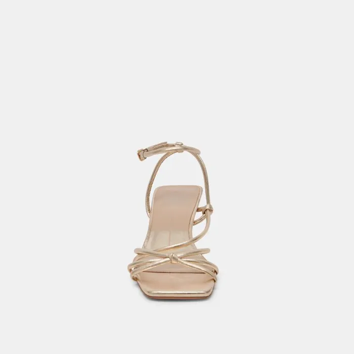 Dolce Vita Bev Heels Gold Metallic Leather Women Sandals