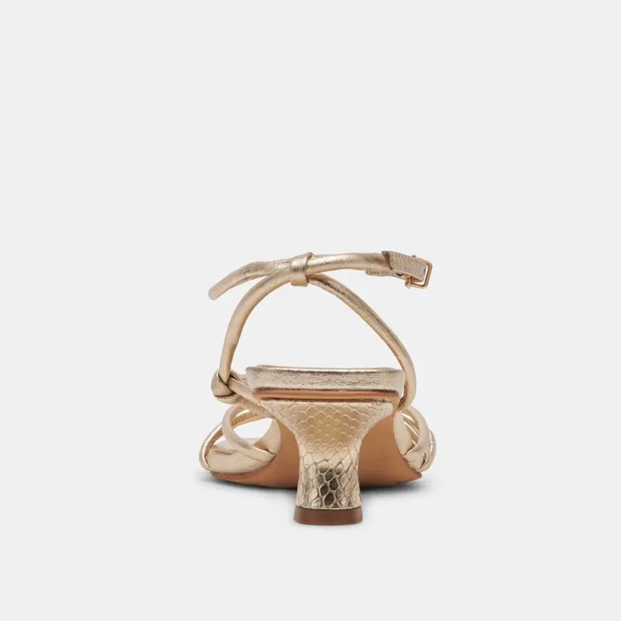 Dolce Vita Bev Heels Gold Metallic Leather Women Sandals