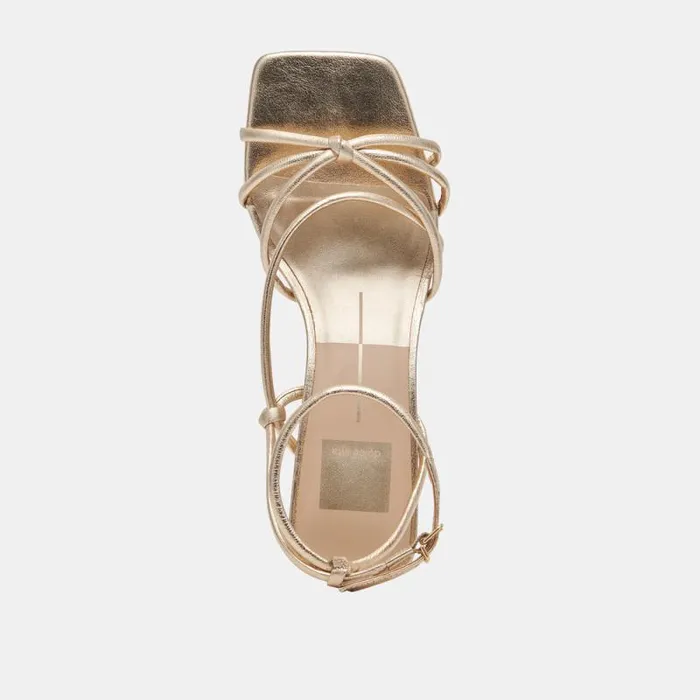 Dolce Vita Bev Heels Gold Metallic Leather Women Sandals