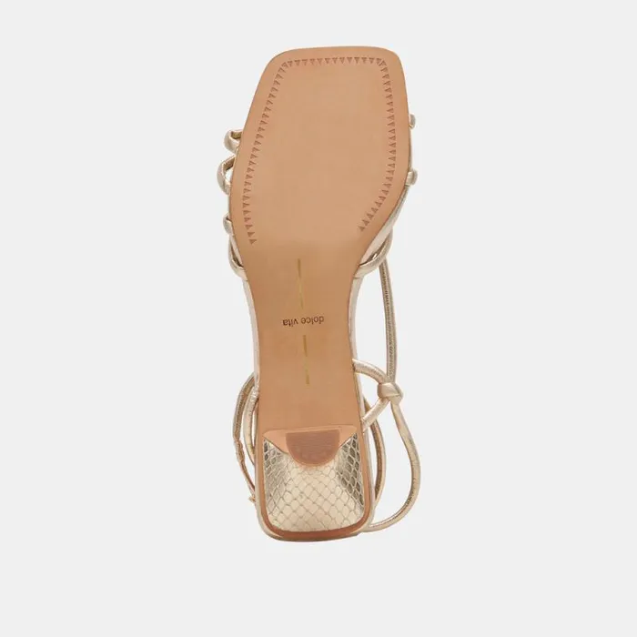 Dolce Vita Bev Heels Gold Metallic Leather Women Sandals