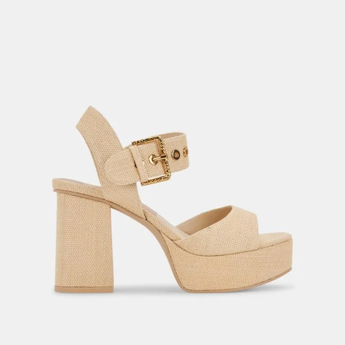 Dolce Vita Bobby Heels Natural Raffia Women Heels