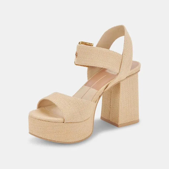 Dolce Vita Bobby Heels Natural Raffia Women Heels