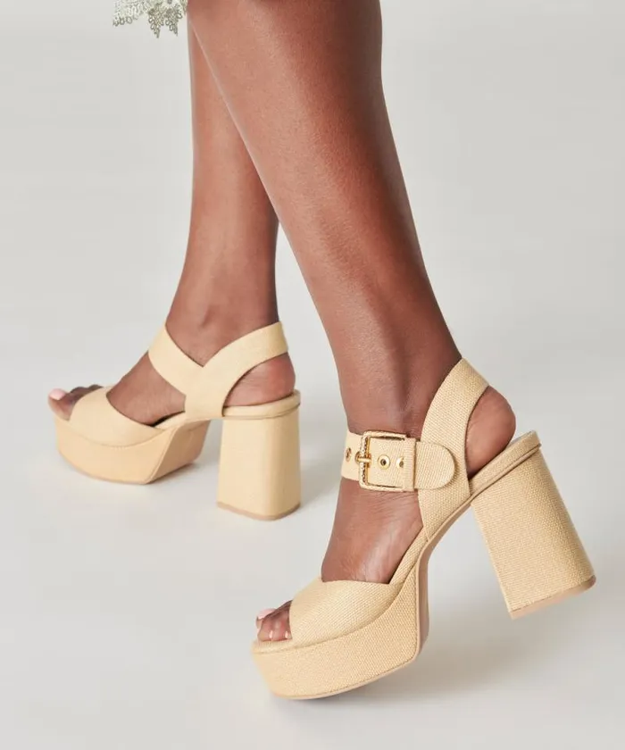 Dolce Vita Bobby Heels Natural Raffia Women Heels