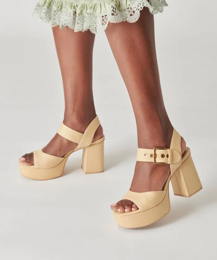Dolce Vita Bobby Heels Natural Raffia Women Heels