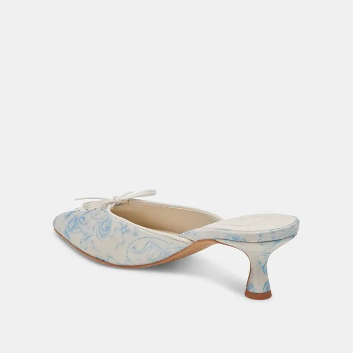 Dolce Vita Camile Wide Heels Blue Floral Fabric Women Heels