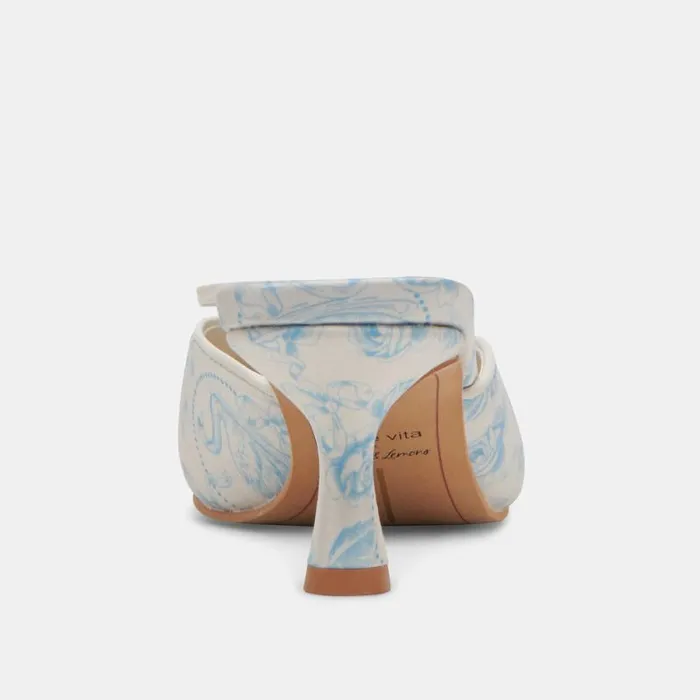 Dolce Vita Camile Wide Heels Blue Floral Fabric Women Heels