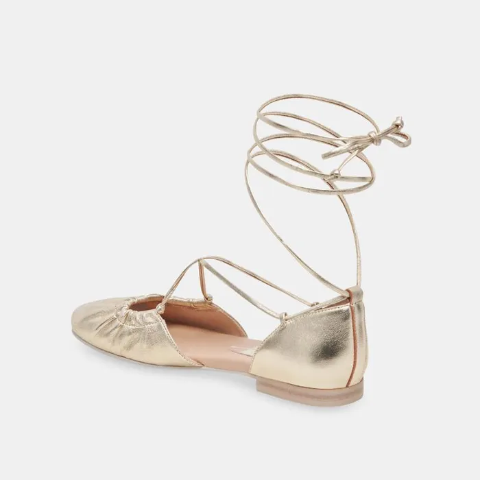 Dolce Vita Cancun Ballet Flats Light Gold Metallic Leather Women Flats and Loafers