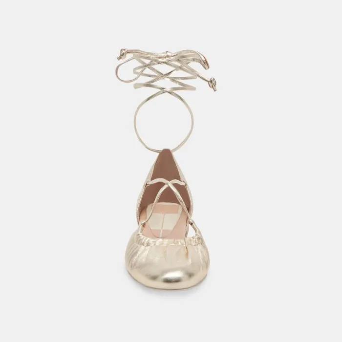 Dolce Vita Cancun Ballet Flats Light Gold Metallic Leather Women Flats and Loafers