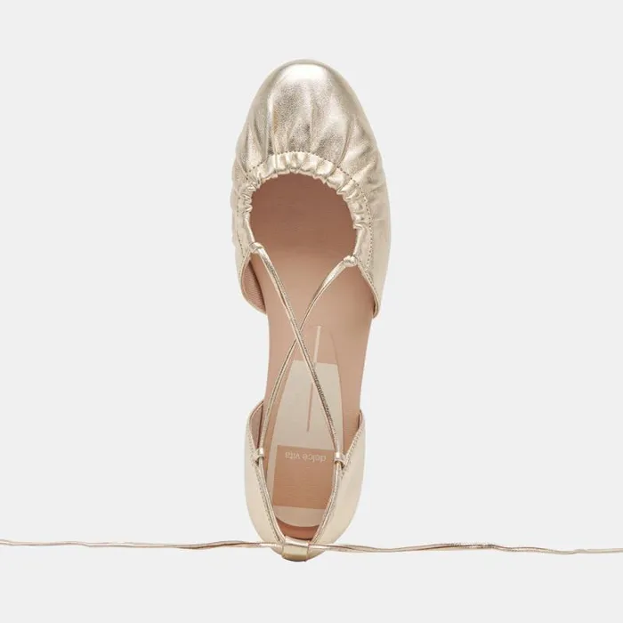 Dolce Vita Cancun Ballet Flats Light Gold Metallic Leather Women Flats and Loafers