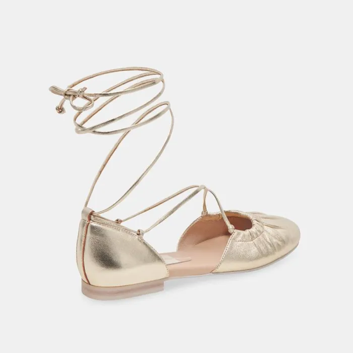 Dolce Vita Cancun Ballet Flats Light Gold Metallic Leather Women Flats and Loafers